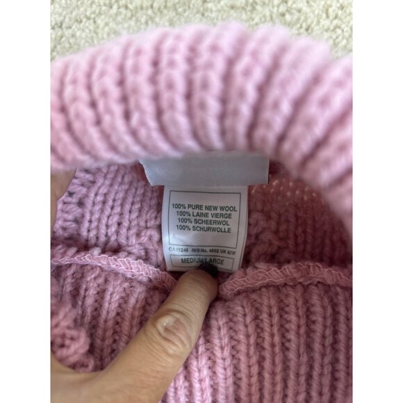 Vtg Laura Ashley Women's M/L Pink Cable Knit Turtleneck Sweater Chunky Boxy - Picture 7 of 11